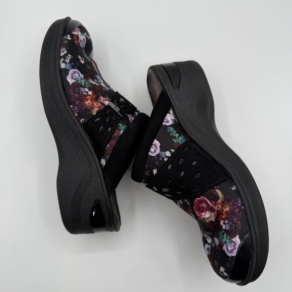 BZees Dolce Back Floral Mules Wedge Clogs Sz 7.5 W Wide Comfort Slip On Shoes - Picture 15 of 15